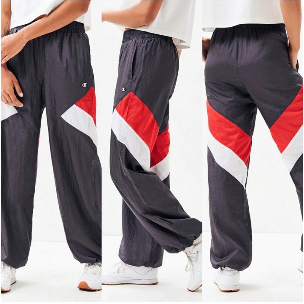 Champion Warm Up Windbreaker Pants Medium Womens Parachute Track Training Gray